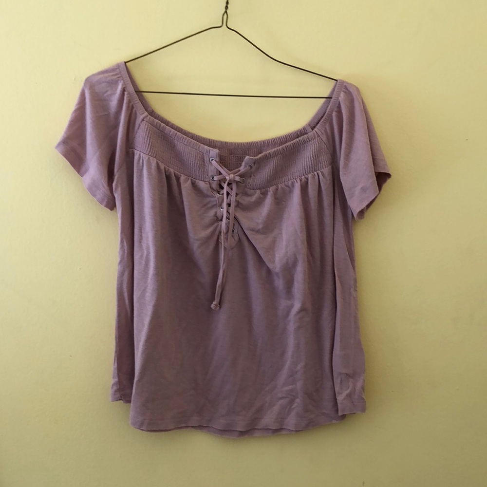 Off the shoulder pink cross top